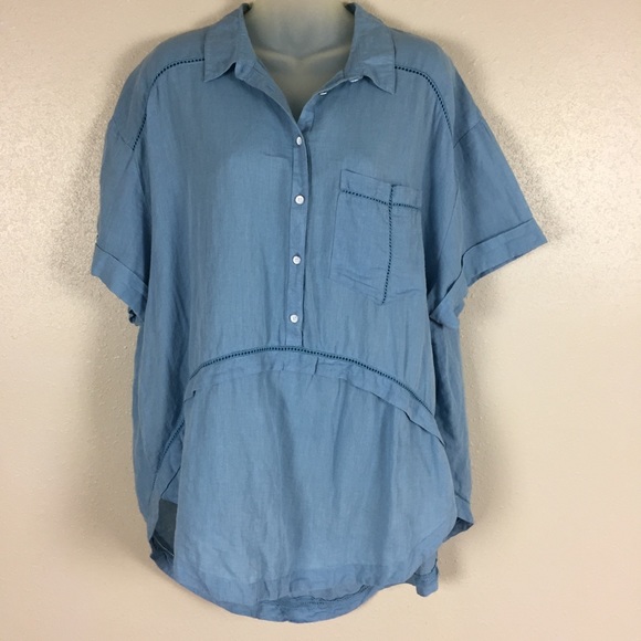 Free People Tops - Free People oversized linen hi-low top size Lg